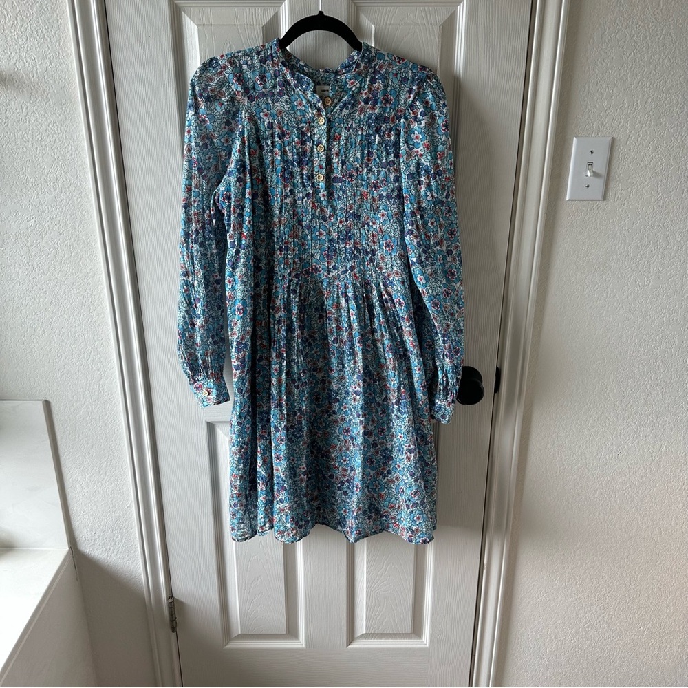Warm Blue Floral Button-Up Dress